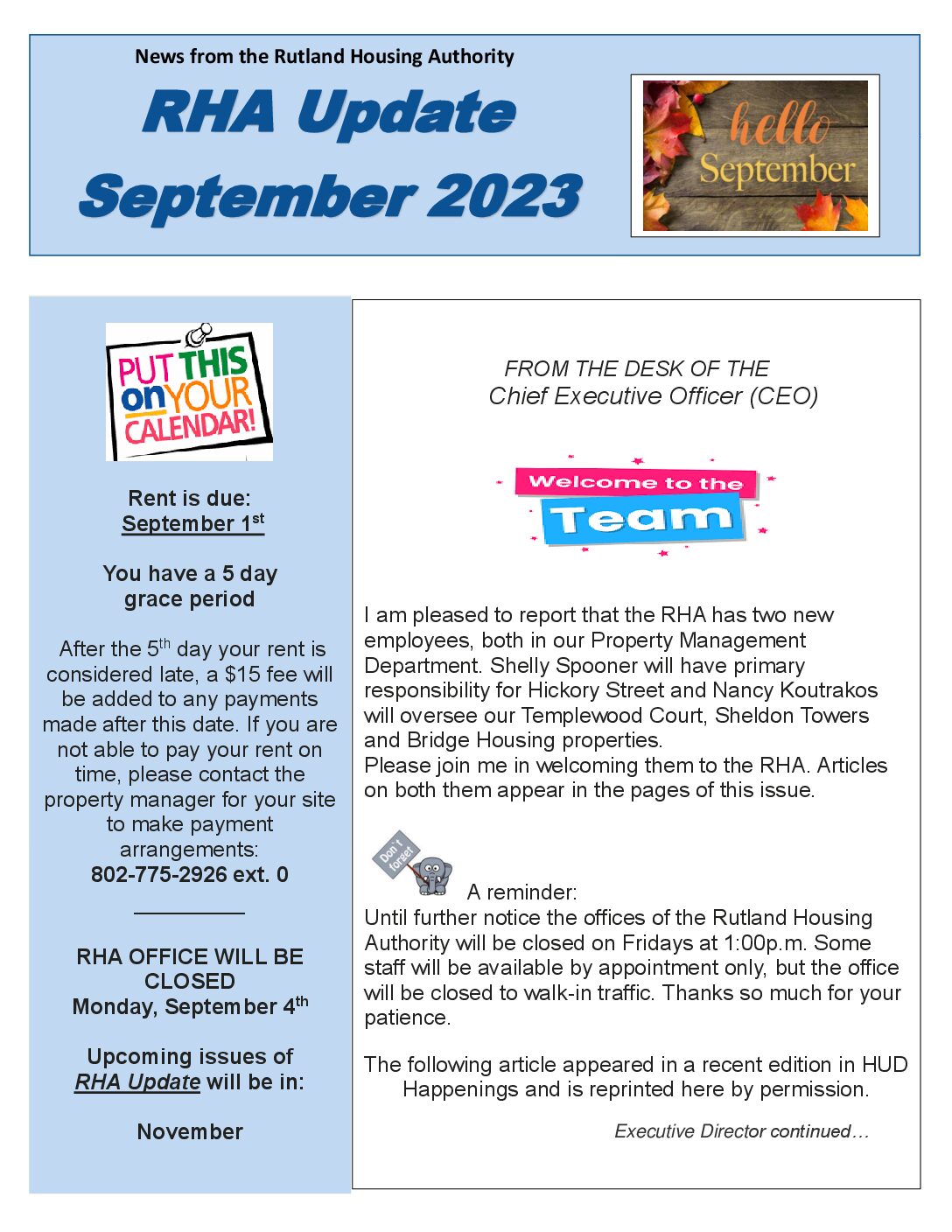 Newsletter Rutland Housing Authority